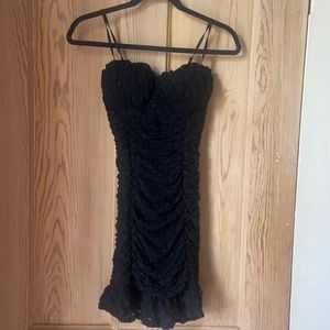 Cute rouched black cocktail mini dress size small